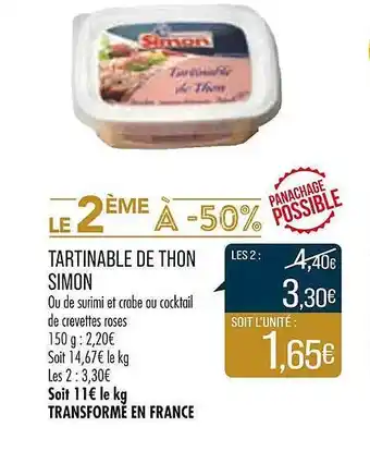 Match Tartinable de thon simon offre