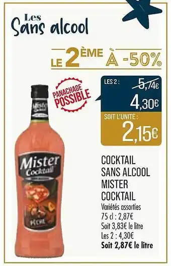 Match Cocktail sans alcool mister cocktail offre