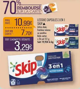 Match Lessive capsules 3 en 1 skip offre