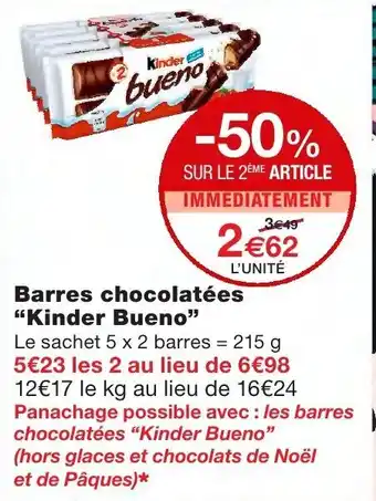 Monoprix Barres chocolatées Kinder Bueno offre
