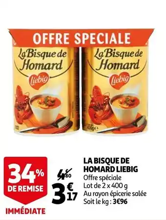 Auchan La bisque de homard liebig offre