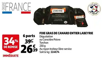 Auchan Foie gras de canard entier LABEYRIE offre