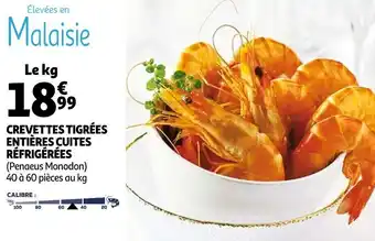 Auchan Crevettes tigrées entières cuites réfrigérées offre