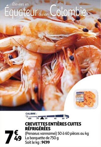 Auchan Crevettes entières cuites réfrigérées offre