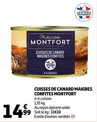Auchan Cuisses de canard maigres confites montfort offre