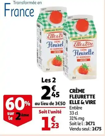 Auchan Crème fleurette ELLE & VIRE offre