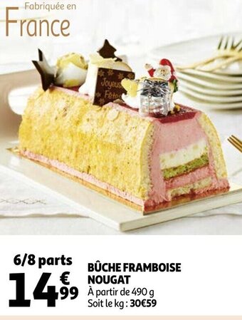 Auchan Bûche framboise nougat offre