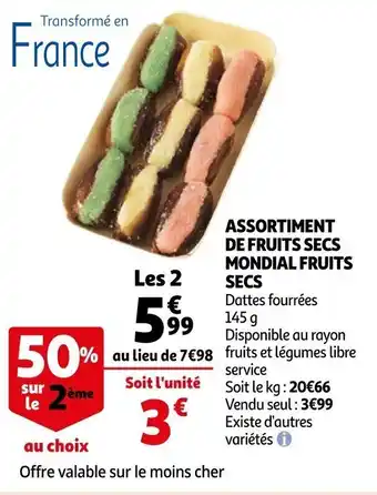 Auchan Assortiment de fruits secs mondial fruits secs offre