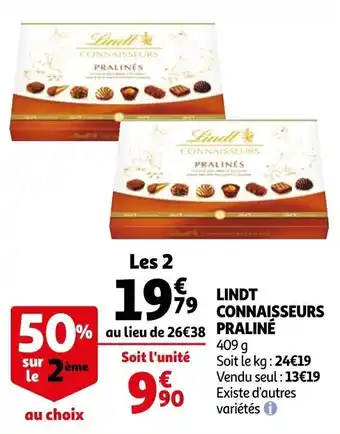 Auchan Lindt connaisseurs praliné offre