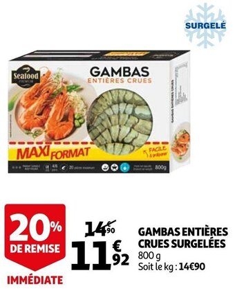 Auchan Gambas entières crues surgelées offre