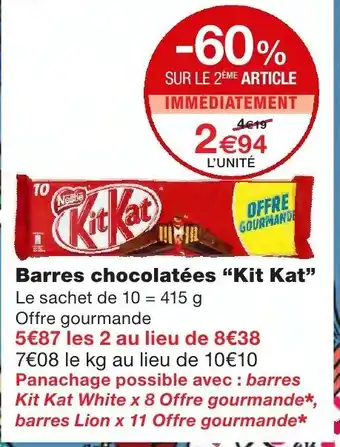 Monoprix Barres chocolatées Kit Kat offre