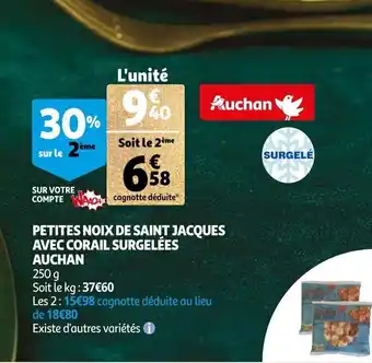 Auchan Petites noix de saint jacques avec corail surgelées auchan offre