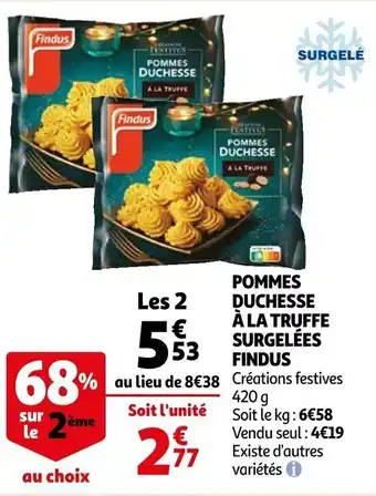 Pommes duchesse à la truffe surgelées FINDUS