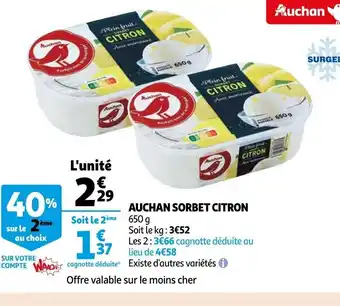 Auchan Auchan Sorbet Citron offre