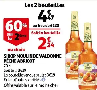 Auchan Sirop Moulin de Valdonne Peche Abricot offre