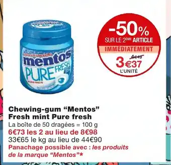 Monoprix Chewing-gum Mentos Fresh mint Pure fresh offre