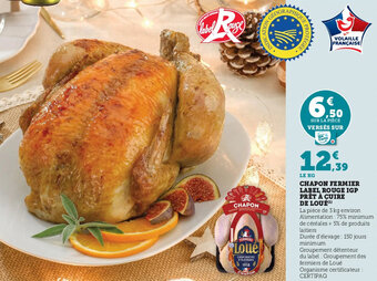 Super U Chapon fermier label rouge igp prêt à cuire de LOUE offre