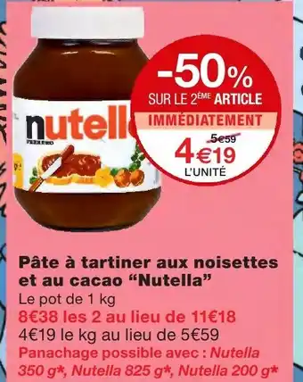 Monoprix Pâte à tartiner noisettes et au cacao nutella offre