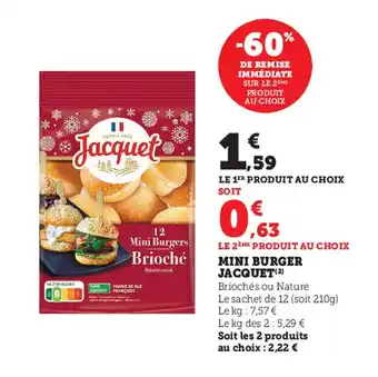 Super U Mini burger JACQUET offre