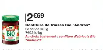 Monoprix Confiture de fraises Bio Andros offre