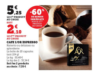 Super U Cafe l'or espresso offre