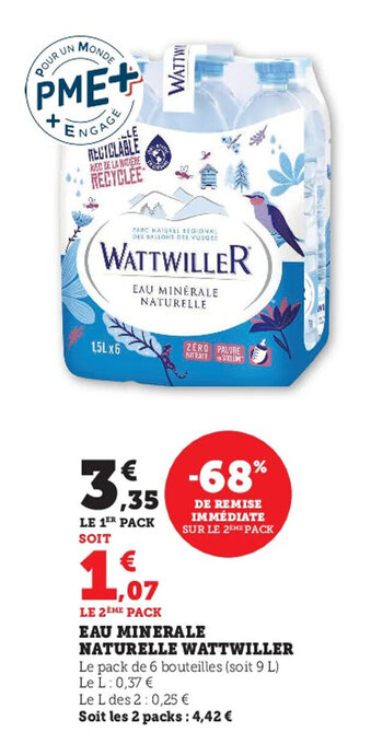 Super U Eau minerale naturelle WATTWILLER offre