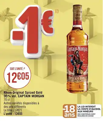 Géant Casino Rhum original spiced gold 35% vol. CAPTAIN MORGAN offre