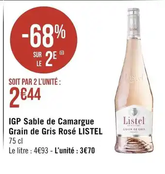 Géant Casino IGP Sable de Camargue Grain de Gris Rose Listel 75cl offre