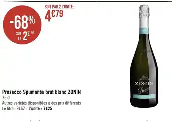 Géant Casino Prosecco Spumante Brut Blanc Zonin offre