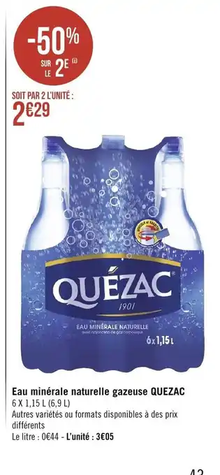 Géant Casino Eau Minerale Naturelle Gazeuse Quezac offre