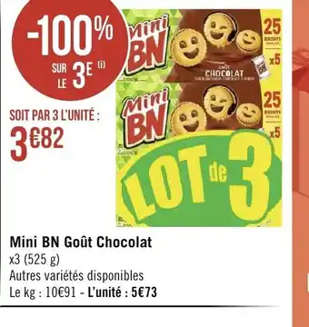 Géant Casino Mini BN Gout Chocolat offre