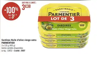 Géant Casino Sardines Huile d'Olive Vierge Extra Parmentier offre