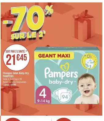Géant Casino Changes Bébé Baby-Dry Pampers offre