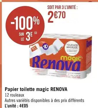 Géant Casino Papier Toilette Magic Renova offre