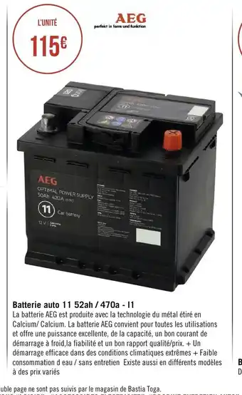 Géant Casino Batterie Auto 11 52ah/470a-I1 offre
