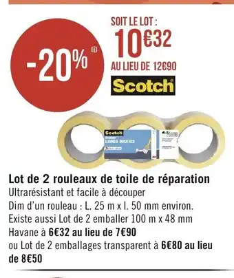 Géant Casino Lot de 2 rouleaix de Toile de Reparation offre