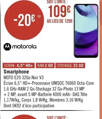 Géant Casino Motorola Smartphone offre