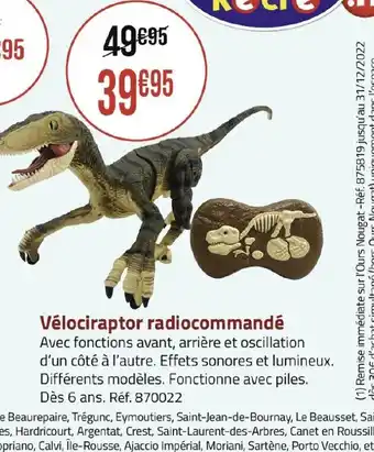 Géant Casino Vélociraptor Radiocommandé offre
