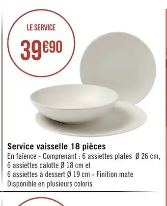 Géant Casino Service Vaisselle 18 Pieces offre