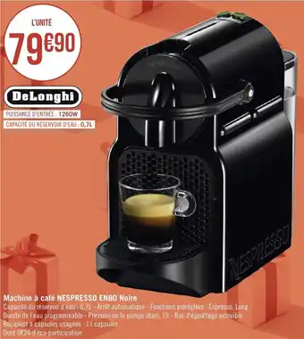 Géant Casino Machine a Cafe Nespresso En80 Noire offre