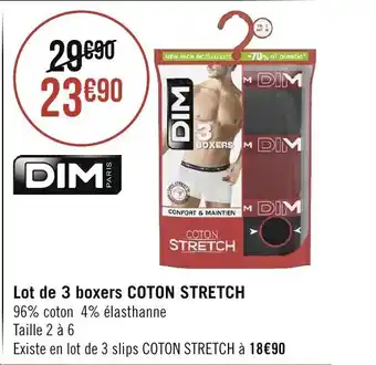Géant Casino Dim lot de 3 Boxers Coton Stretch offre