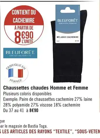 Géant Casino Chaussettes Chaudes Homme Et Femme offre
