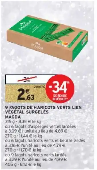 9 fagots de haricots verts lien végétal surgelés magda