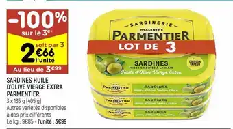 Leader Price Sardines l'huile d'olive vierge extra parmentier offre