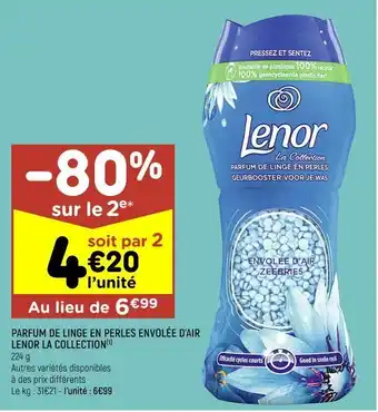 Leader Price Parfum de linge en perles envolée d'air lenor la collection offre