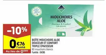 Leader Price Boite mouchoirs aloe douceur et confort triple épaisseur offre