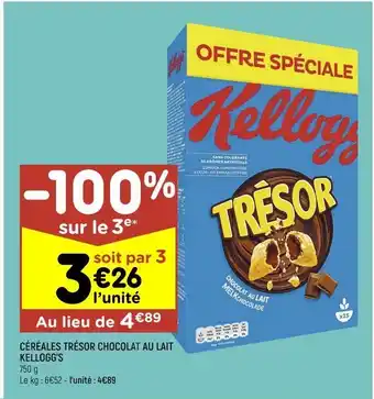 Leader Price Céréales trésor chocolat au lait kellogg's offre