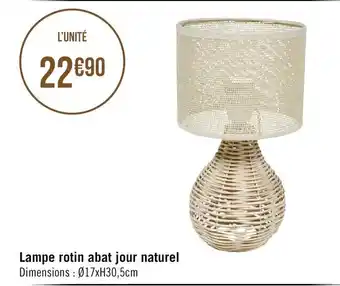 Géant Casino Lampe rotin abat jour naturel offre