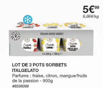 Costco Lot De 3 Pots Sorbets Italgelato offre