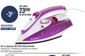 Géant Casino Fer A Repasser BA 3243 Blanc/Violet offre